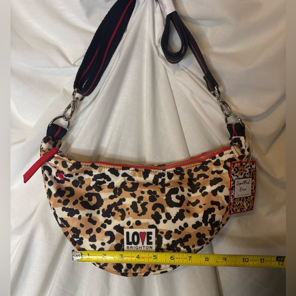Brighton Spotted Love Swing Bag Leopard Print /W/ Red Accents & Silver Hdwr NEW - Picture 11 of 13